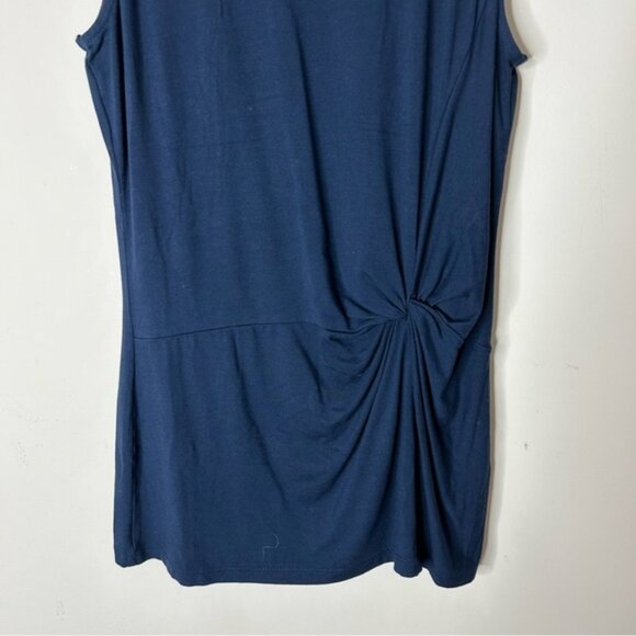 Halogen Women's Tank Top Blouse Navy Blue Draped side Size XS - Picture 4 of 11